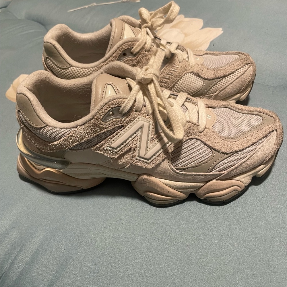 New Balance Women's Beige 9060 new balance sneaker in suede.